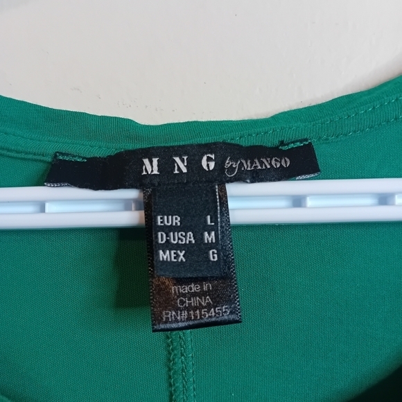 Women's Y2K MNG By‎ Mango Green Turquoise Tshirt W/ Anchor Button Sleeves Size L - Picture 12 of 13